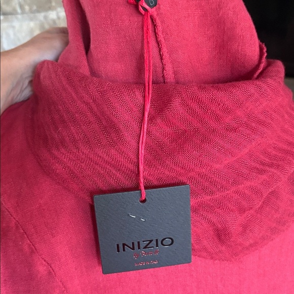 Inizio by portollc red linen blend midi sleeveless dress w cowl neck and pockets - Picture 12 of 16